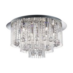 Searchlight 9198-8CC Beatrix Flush G9 & Blue LED Twist Tubes Ceiling Fitting Clear Crystal Ball Drops IP20 8x33W Chrome