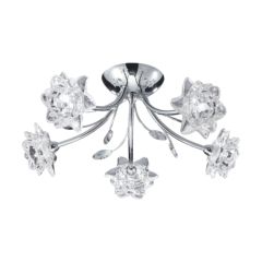 Searchlight 9285-5CC Bellis G9 Clear Flower Glass Ceiling Fitting 5x40W 18x44cm Chrome