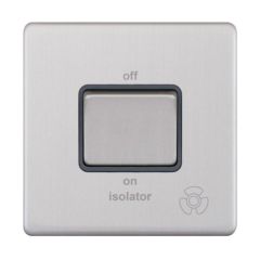 Selectric 5MPLUS-108 3 Pole Fan Isolator X-Rated Plate Switch c/w Grey Insert 10A Satin Chrome