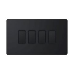 Selectric 5MPLUS-804 4 Gang 2 Way X-Rated Plate Switch c/w Black Insert 10A Matt