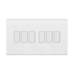 Selectric 5MPLUS-905 6 Gang 2 Way X-Rated Plate Switch c/w White Insert 10A Matt