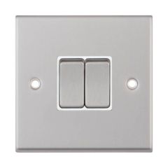 Selectric 7MPRO-102 2 Gang Way X-Rated Plate Switch c/w White Insert 10A Satin Chrome