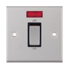 Selectric 7MPRO-217 DP 1 Gang c/w Neon Plate Switch Black Insert 45A Satin Chrome