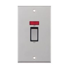 Selectric 7MPRO-218 DP 2 Gang c/w Neon Plate Switch Black Insert 45A Satin Chrome