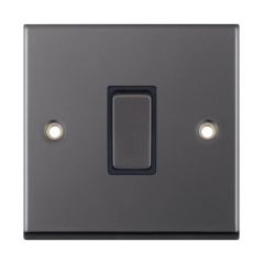 Selectric 7MPRO-401 1 Gang 2 Way X-Rated Plate Switch c/w Black Insert 10A Nickel