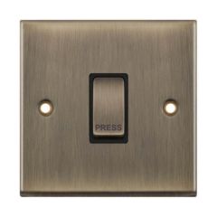 Selectric 7MPRO-606 Push Marked Press X-Rated Plate Switch c/w Black Insert 10A Antique Brass