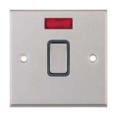 Selectric 7MPRO-716 DP c/w Neon Switch Grey Insert Soft Edged Metal Rocker 20A 86x86x7mm Satin Chrome
