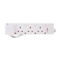 Selectric 9494/13/2M/AS 4 Gang Anti Surge Spike G/R Swd Extension Lead Square Edge Clam Pack 13A 2m White