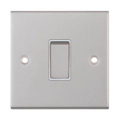 Selectric DSL101 1 Gang 2 Way White Insert Plate Switch Metal Clear Box 10A Satin Chrome