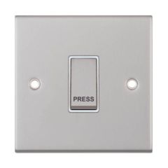 Selectric DSL106 Bell Push White Insert Plate Switch Metal Clear Box 10A Satin Chrome