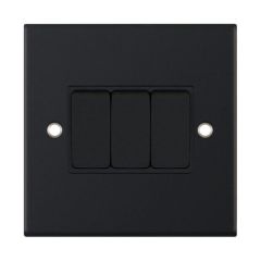 Selectric DSL11-03 3 Gang 2 Way Black Insert Plate Switch Metal Clear Box 10A Matt