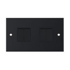 Selectric DSL11-04 4 Gang 2 Way Black Insert Plate Switch Metal Clear Box 10A Matt