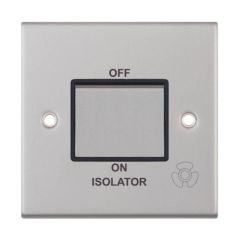 Selectric DSL208 3P Fan Isolator Black Insert Switch Metal Clear Box 10A Satin Chrome