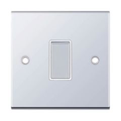 Selectric DSL301 1 Gang 2 Way White Insert Plate Switch Metal Clear Box 10A Polished Chrome