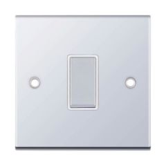 Selectric DSL307 1 Gang Intermediate White Insert Plate Switch Metal Clear Box 10A Polished Chrome