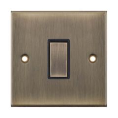 Selectric DSL601 1 Gang 2 Way Black Insert Plate Switch Clear Box 10A Antique Brass