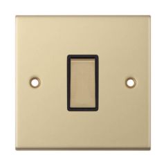Selectric DSL801 1 Gang 2 Way Black Insert Plate Switch Clear Box 10A Satin Brass