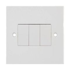 Selectric LG203 3 Gang 2 Way Plate Switch Bulk 10A White