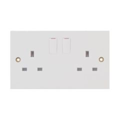 Selectric LG9098-1E 2 Gang Switched SP+E Socket Bulk 13A White