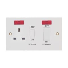 Selectric LG967 c/w Switched Socket 13A & Neon Cooker Control Unit Bulk 45A White