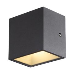 SLV 1005148 SITRA S Single Square LED 3/4K Wall Light 105Deg CRI80 IP44 IK05 6.2W 580/620lm 240V 11.8x11x8.4cm Anthracite Aluminium