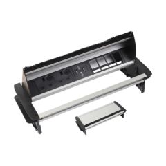 Tass IDP2USB46C Power Unit Within Desk 2xSocket 4xSpaces 2xUSB 2x5A 335x132mm Brushed Aluminium