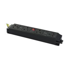 Tass PP4/1 Power Unit Under Desk 4xSocket c/w Master On/Off Neon Switch 4x5A 360x42x62mm Black