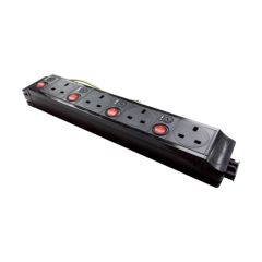 Tass PP4/4 Power Unit Under Desk 4xSocket Individually Switched 4x5A 342x42x62mm Black