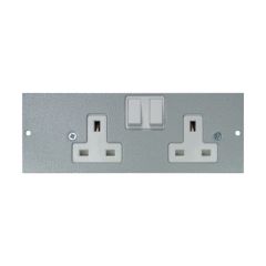 Tass STO290/RH Socket Switched 2 Gang Right Hand 13A 185x68mm Light Grey Galvanised Steel