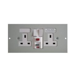 Tass STO291/RCD Socket Twin Switched RCD Protected 185x89mm Light Grey Galvanised Steel