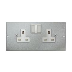Tass STO291/SW Socket Twin Switched Side Wired 13A 185x89mm Light Grey Galvanised Steel