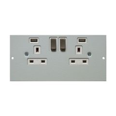 Tass STO291/USB Socket Switched 2 Gang USB 13A 185x89mm Light Grey Galvanised Steel