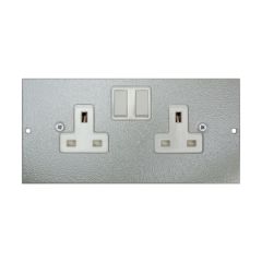 Tass STO291 Socket Switched 2 Gang 13A 185x89mm Light Grey Galvanised Steel
