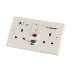 Timeguard RCD05WAVN Valiance+® RCD Protected Double Gang White Switched Socket – Active