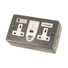 Timeguard RCD08MPVN Valiance+® RCD Protected Double Gang Metal Switched Socket – Passive