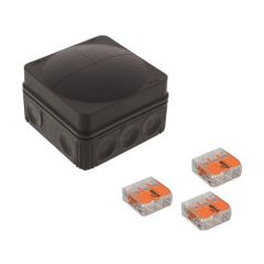 Wiska COMBI 108 76x76x51mm PVC Adaptable Box c/w 3x 3P WAGO Connectors IP66 Black