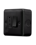 Click MetalClad Pro Matt Black 13A Double Pole Switched Fused Connection Unit With Optional Flex Outlet & LED