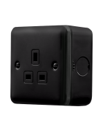 Click MetalClad Pro Matt Black 13A 1 Gang Unswitched Socket Outlet