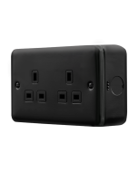Click MetalClad Pro Matt Black 13A 2 Gang Unswitched Socket Outlet