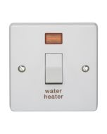 Crabtree Capital 1 Gang DP 20A Control Switch White "Water Heater" c/w Neon