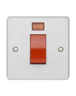 Crabtree Capital 1 Gang DP 45A Control Switch White c/w Neon