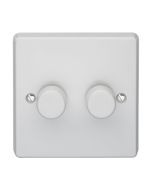 Crabtree Capital 400W 2 Gang 2 Way Rotary Dimmer Switch On/Off White