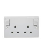 Crabtree Capital 2 Gang DP 13A Switched Socket White c/w Outboard Rockers