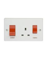 Crabtree Capital 45A DP Cooker Control Unit White c/w 13A Switched Socket