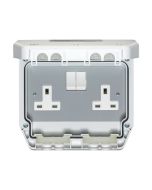 Crabtree Weatherseal 2 Gang DP 13A Switched Socket IP56 Grey c/w Twin Earth Terminals **Only 2 at this price!