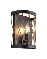 Endon 61499 Heston Single Wall Light in Matt Black and Rustc Bronze Finish