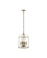 Endon 69455 Lambeth 4 Light Ceiling Pendant In Antique Brass And Clear Glass