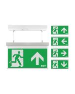 ESP D330AWH Duceri Emergency Hanging Exit Sign 3W LED IP20 All Legends Lithium Battery Maintained White