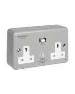 PowerBreaker Twin Passive RCD Double Socket 30mA Metal