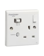 Powerbreaker RCD Single Switched Socket Passive 10mA White